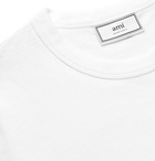 AMI - Slim-Fit Logo-Embroidered Cotton-Jersey T-Shirt - Men - White