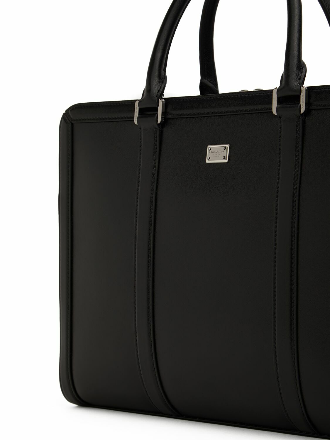 DOLCE & GABBANA Logo Plaque Leather Briefcase Dolce & Gabbana