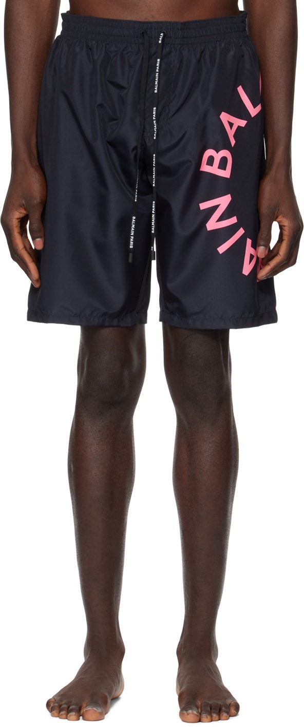 Photo: Balmain Black Printed Swim Shorts