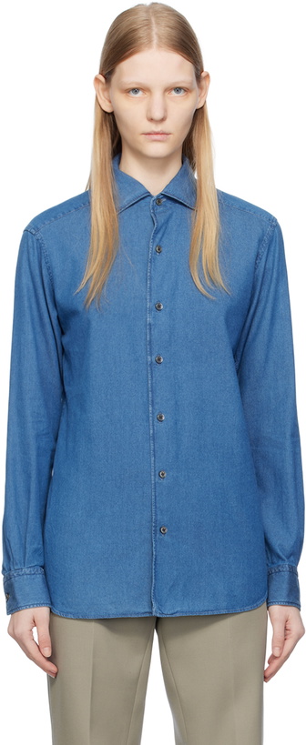 Photo: ZEGNA Blue Cashco Shirt