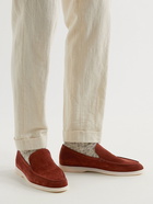 LORO PIANA - Summer Walk Suede Loafers - Burgundy