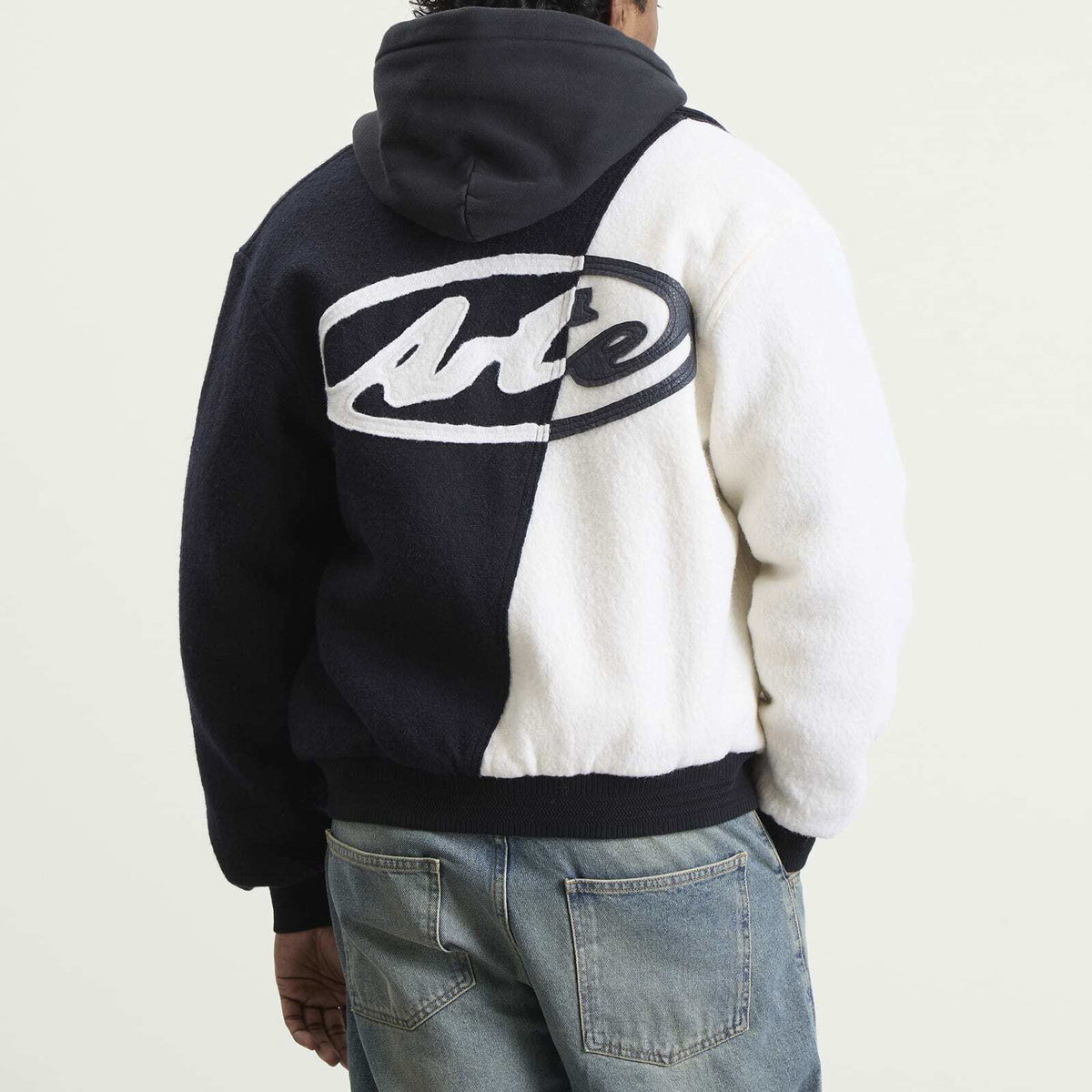 Arte Men's Wool Varsity Jacket in Blue/White