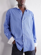 Acne Studios - Logo-Embroidered Striped Poplin Shirt - Blue