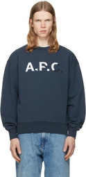 A.P.C. Navy Vintage-Effect 'A.P.C.' Logo Sweatshirt