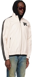 Palm Angels White Embroidered Leather Jacket