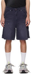 We11done Navy Faded Cargo Shorts