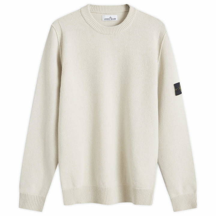 Photo: Stone Island Men's Reverse Seam Lambswool Crew Neck Jumper in Plaster