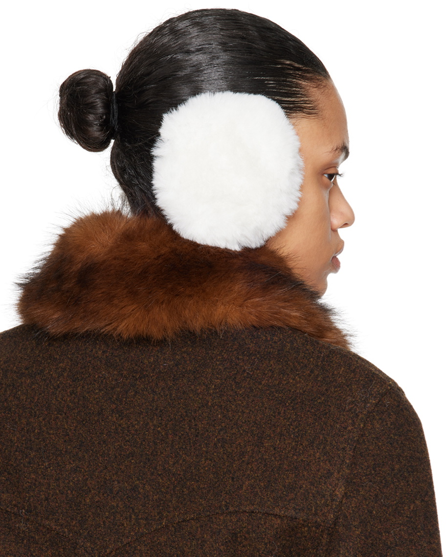 Ernest W. Baker White Faux-Fur Ear Warmers Ernest W. Baker