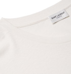 Saint Laurent - Distressed Printed Cotton-Jersey T-Shirt - Men - White