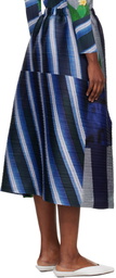 PLEATS PLEASE ISSEY MIYAKE Gray & Navy City Collage Midi Skirt