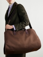 Bennett Winch - Logo-Embroidered Leather-Trimmed Cotton-Twill Suit Carrier and Holdall