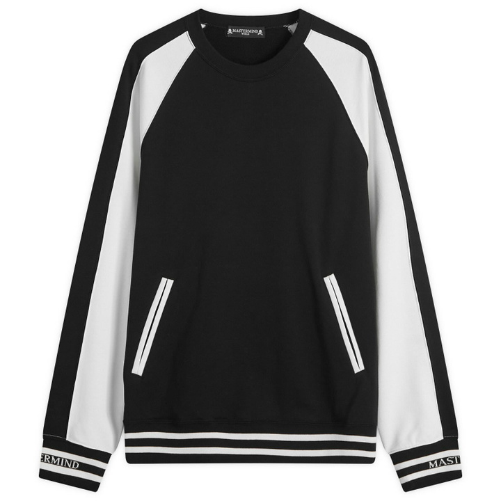 Photo: MASTERMIND WORLD Men's Panel Souvenir Crew Sweatshirt in Black/White