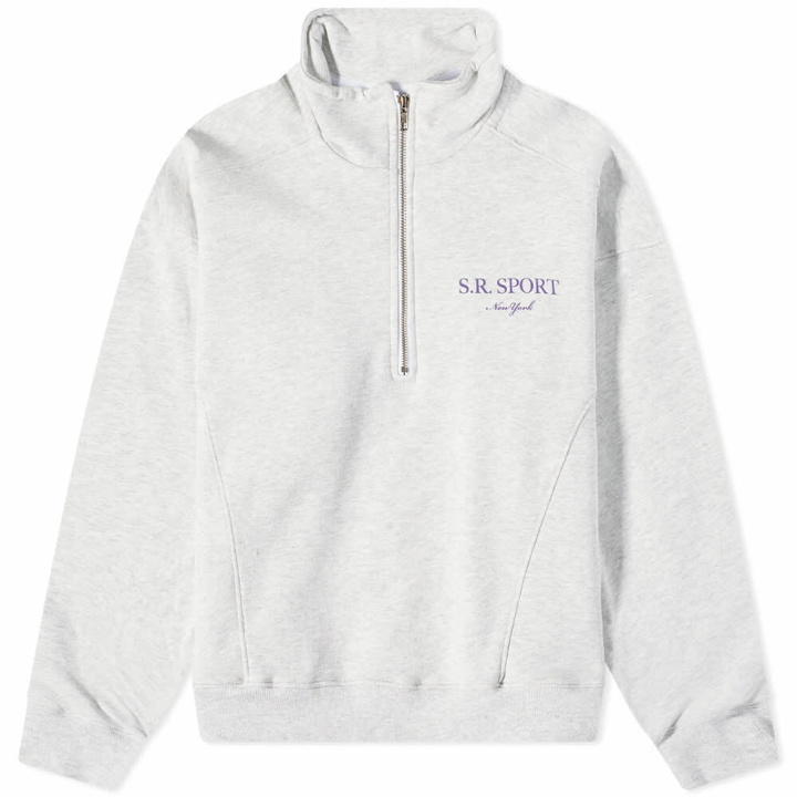 Photo: Sporty & Rich Wimbledon Quarter Zip in Heather Grey/Purple