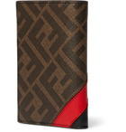 Fendi - Logo-Jacquard Coated-Canvas and Leather Bifold Cardholder - Brown