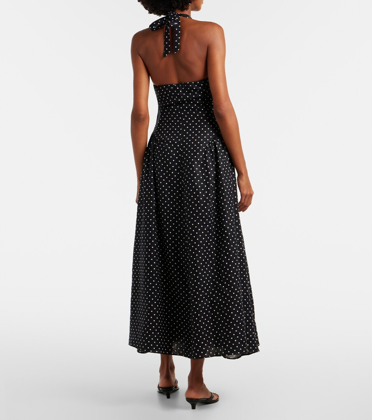Faithfull La Cala polka-dot halterneck linen midi dress