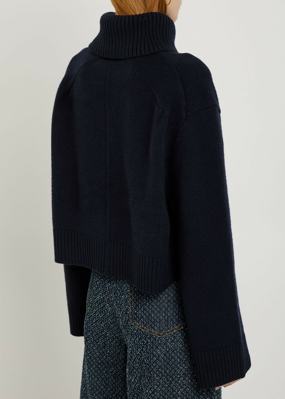 Ganni Turtle-neck Wool Jumper Navy