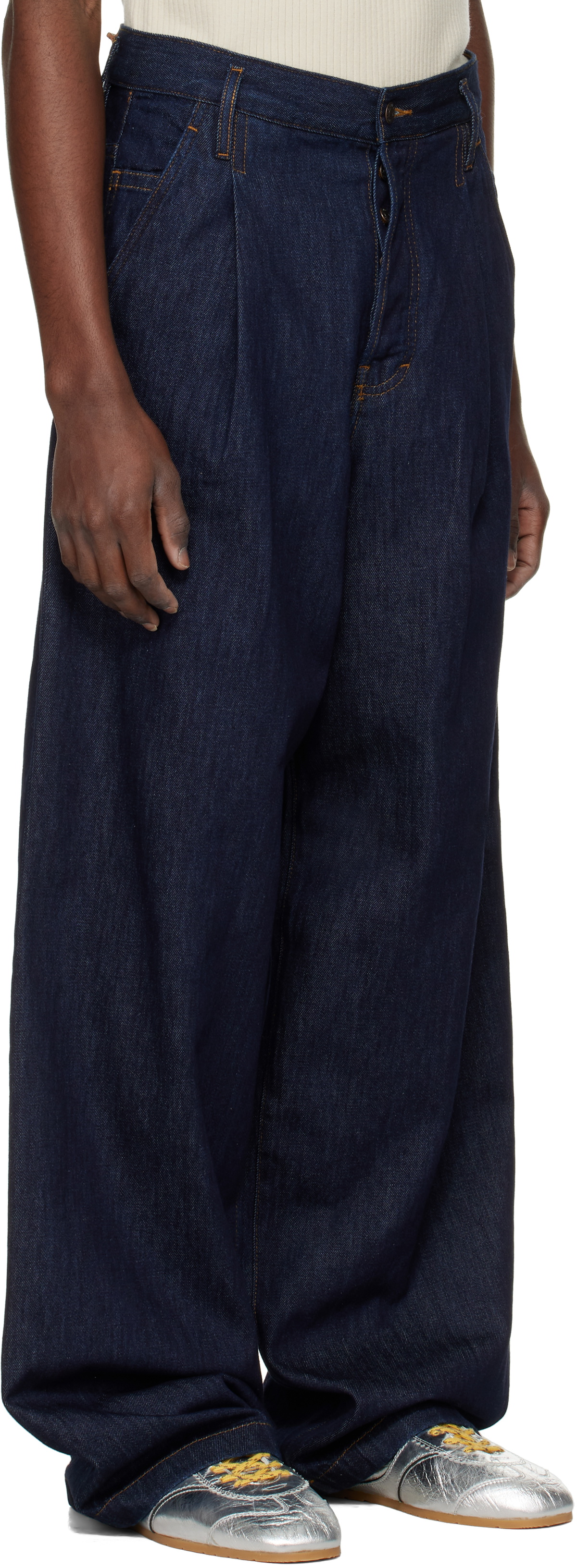 Dries Van Noten Indigo Pleated Jeans Dries Van Noten