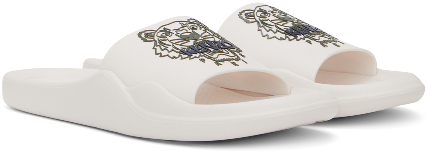 Kenzo White Kenzo Paris Tiger Pool Slides