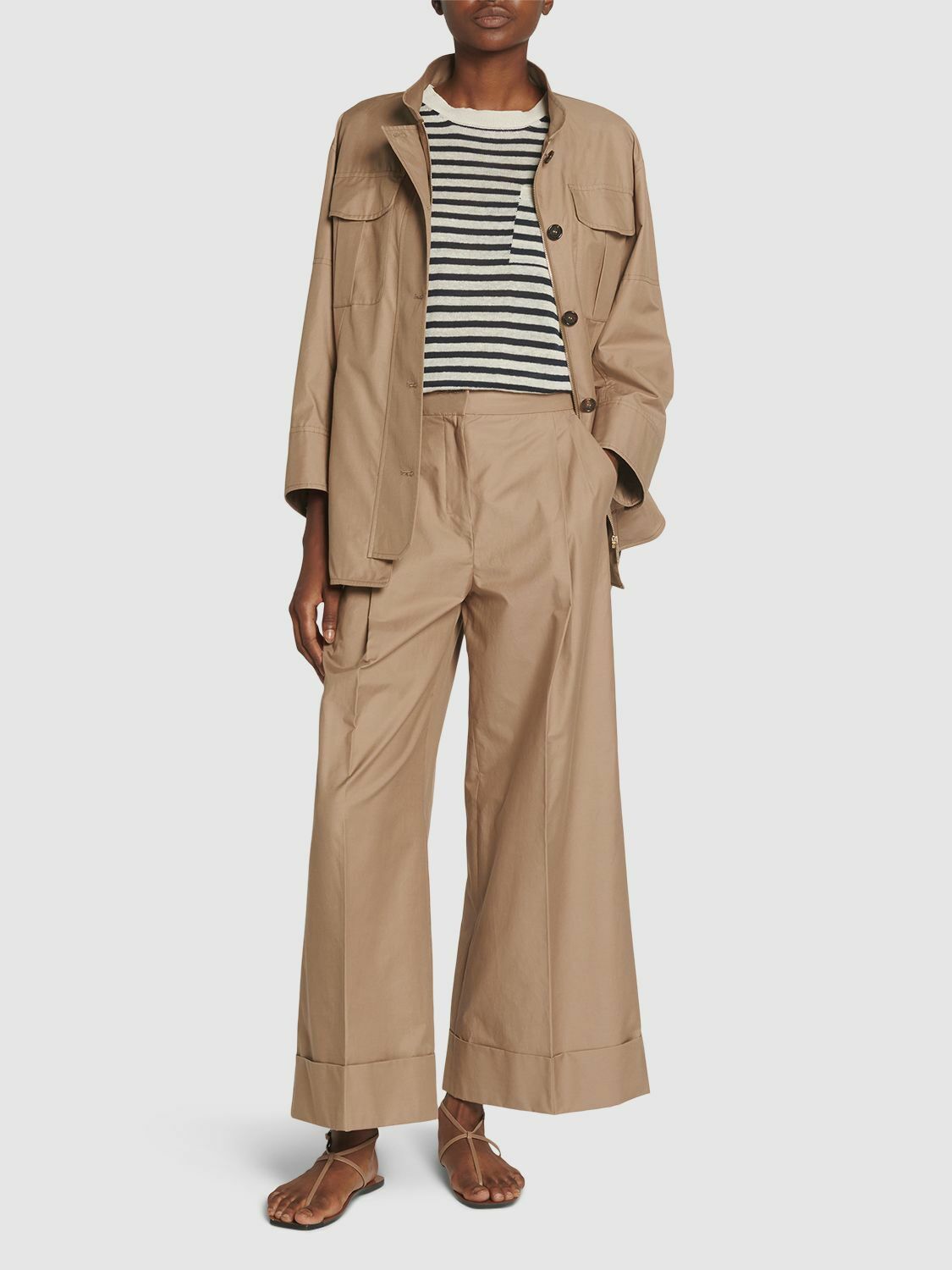 DT★Max Mara★abba コットンツイルパンツ S Max Mara Abba wide-leg cotton twill trousers for women