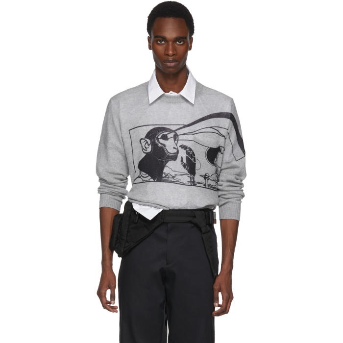 Photo: Prada Grey Printed Cashmere Sweater 