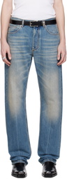 McQueen Blue Straight-Leg Washed Jeans