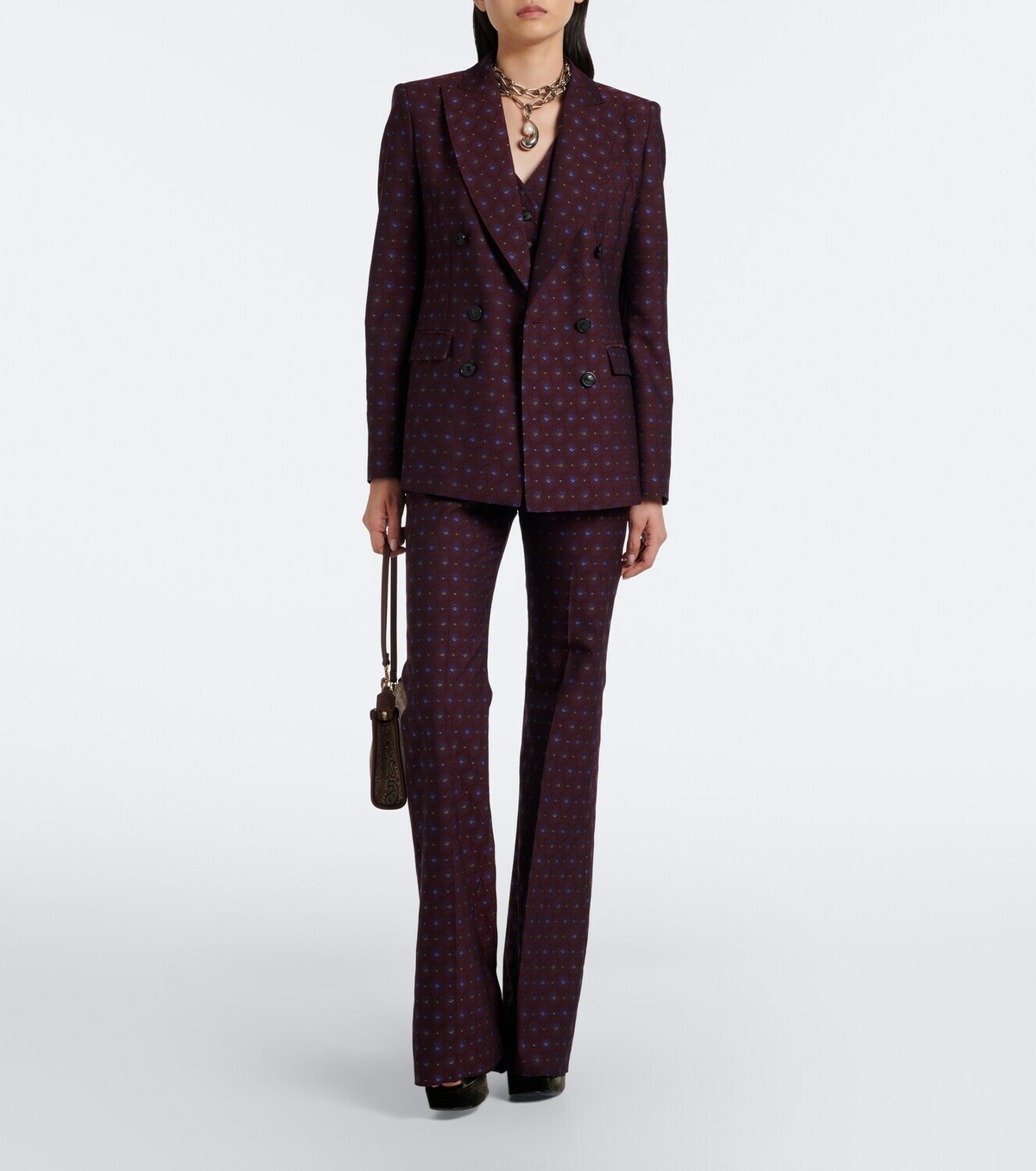 Etro Floral jacquard wool and cotton flared pants