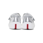 Prada Silver Leather and Mesh Straps Sneakers