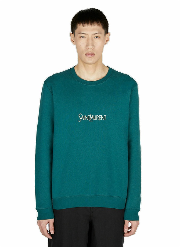 Photo: Saint Laurent - Front Logo Embroidery Sweatshirt in Green
