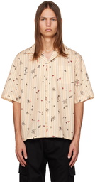 Marni Orange Floral Striped Shirt