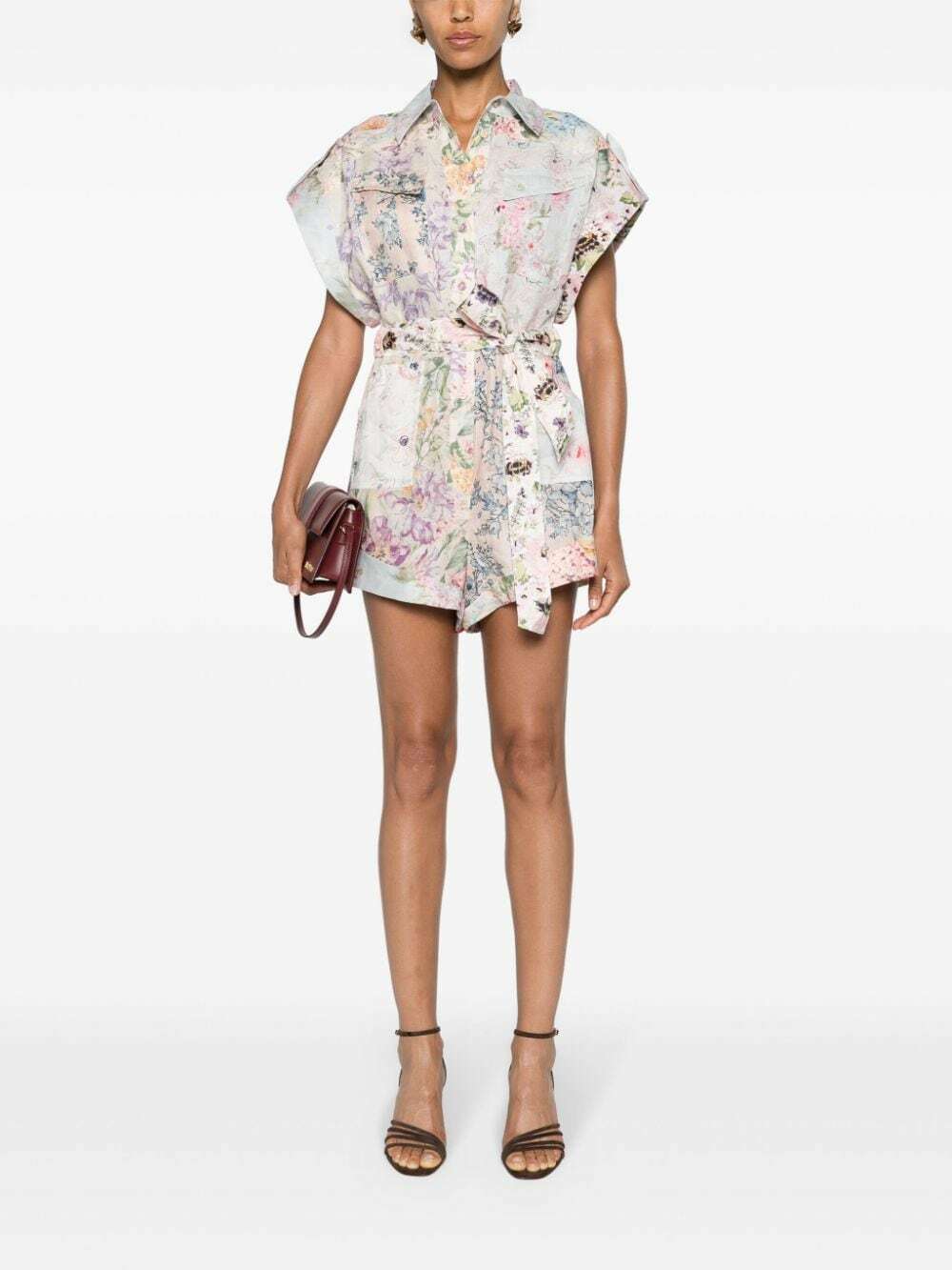 ZIMMERMANN - Floral Print Linen Playsuit