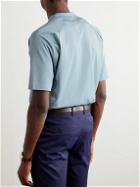 RLX Ralph Lauren - Logo-Print Stretch Recycled-Piqué Half-Zip T-Shirt - Blue