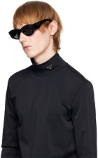 Prada Eyewear Black Oval Sunglasses