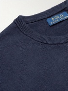 Polo Ralph Lauren - Logo-Embroidered Cotton and Cashmere-Blend Sweater - Blue