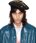 Vivienne Westwood Black 'Open 24 Hours' Beret