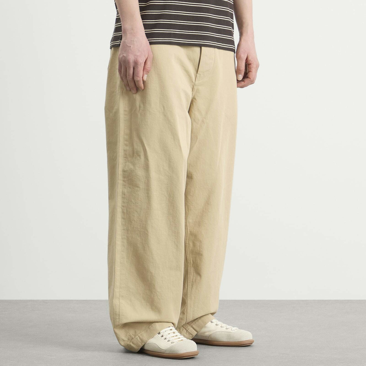 Kaptain Sunshine Men's Cotton Drill Wide Pants in Khaki