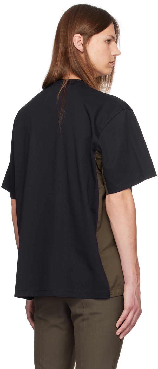 sacai Navy & Khaki Paneled T-Shirt Sacai