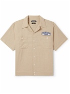Cherry Los Angeles - Mechanic Camp-Collar Logo-Appliquéd Cotton-Blend Shirt - Neutrals