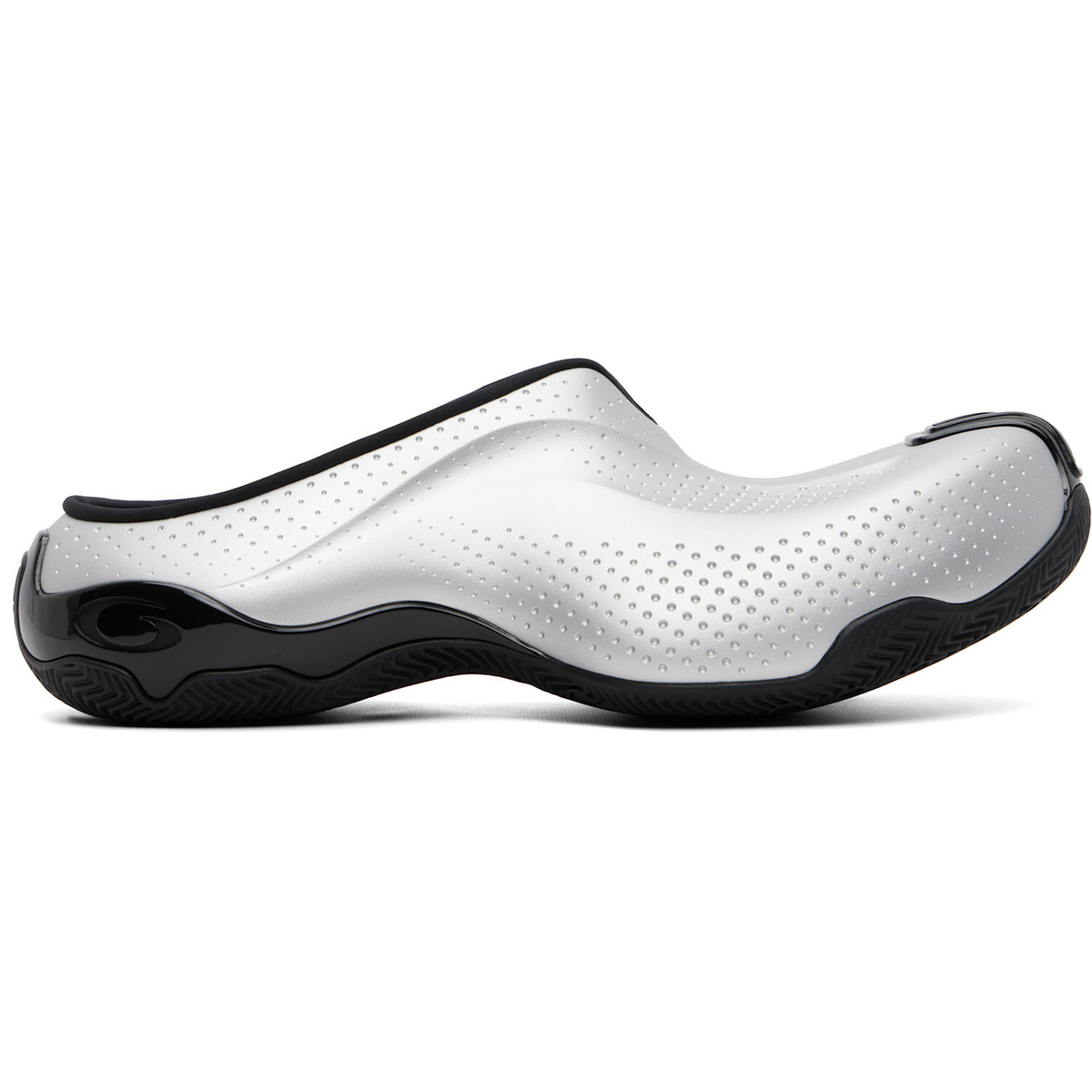Balenciaga Silver & Black Basketball Slip On Flats