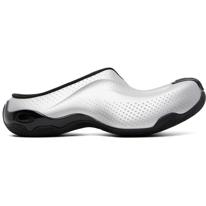 Photo: Balenciaga Silver & Black Basketball Slip On Flats
