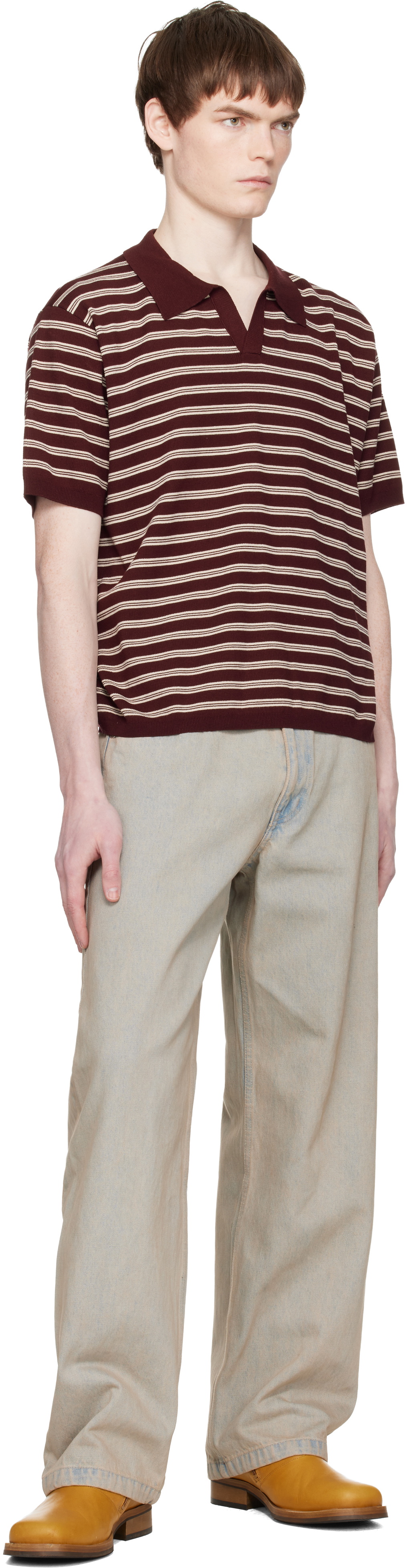 COOR Red Open-Collar Stripe Polo