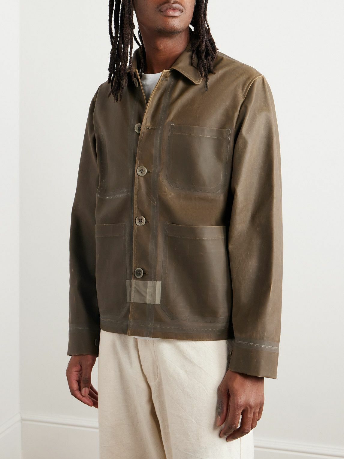 C.P. Company - Toob Distressed Coated-Cotton Jacket - Green C.P.