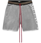 AMIRI - Printed Mélange Loopback Modal and Cotton-Blend Jersey Drawstring Shorts - Men - Gray
