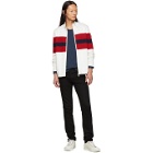 Moncler White and Red Zip-Up Cardigan