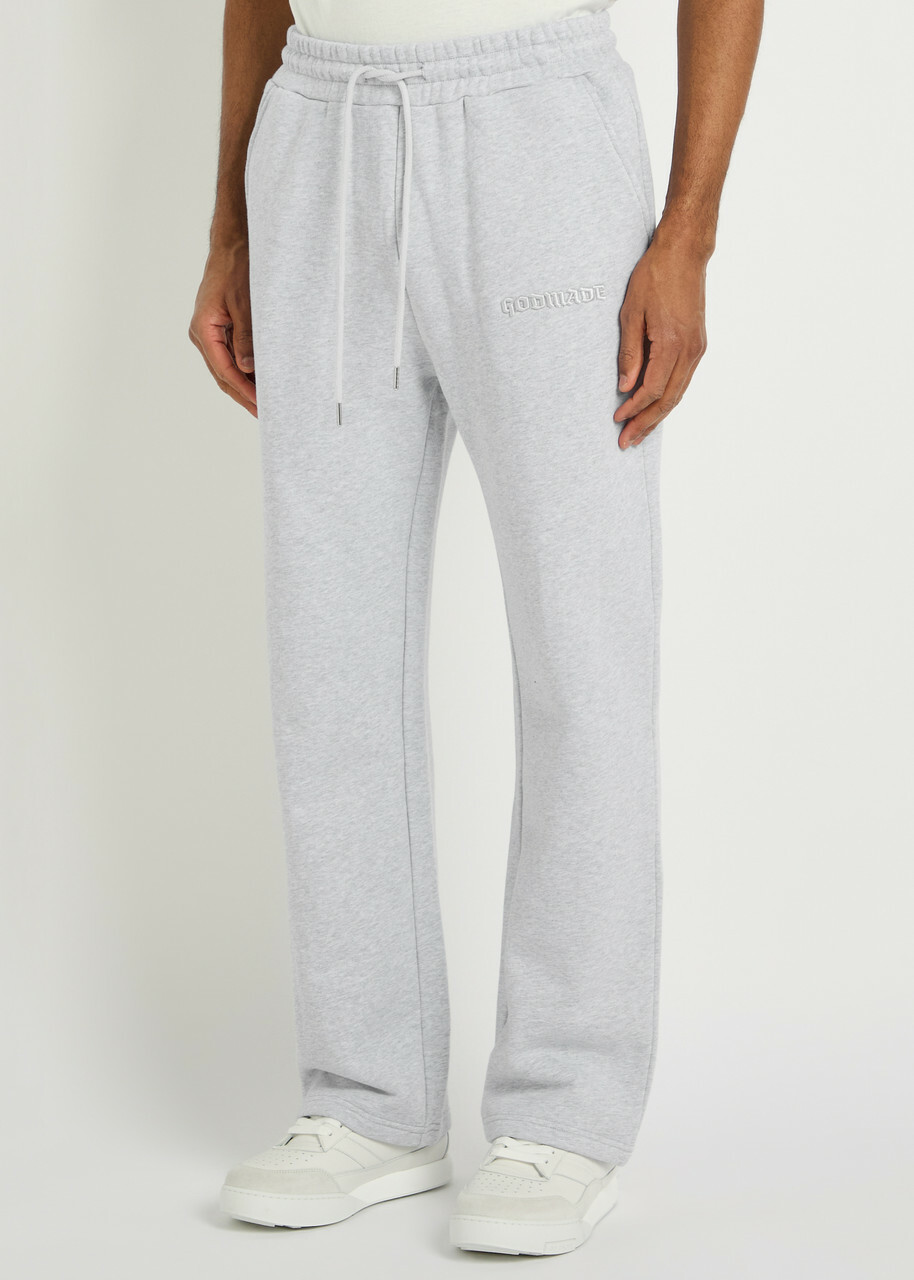 God Made Signature Logo Straight-leg Cotton Sweatpants Grey