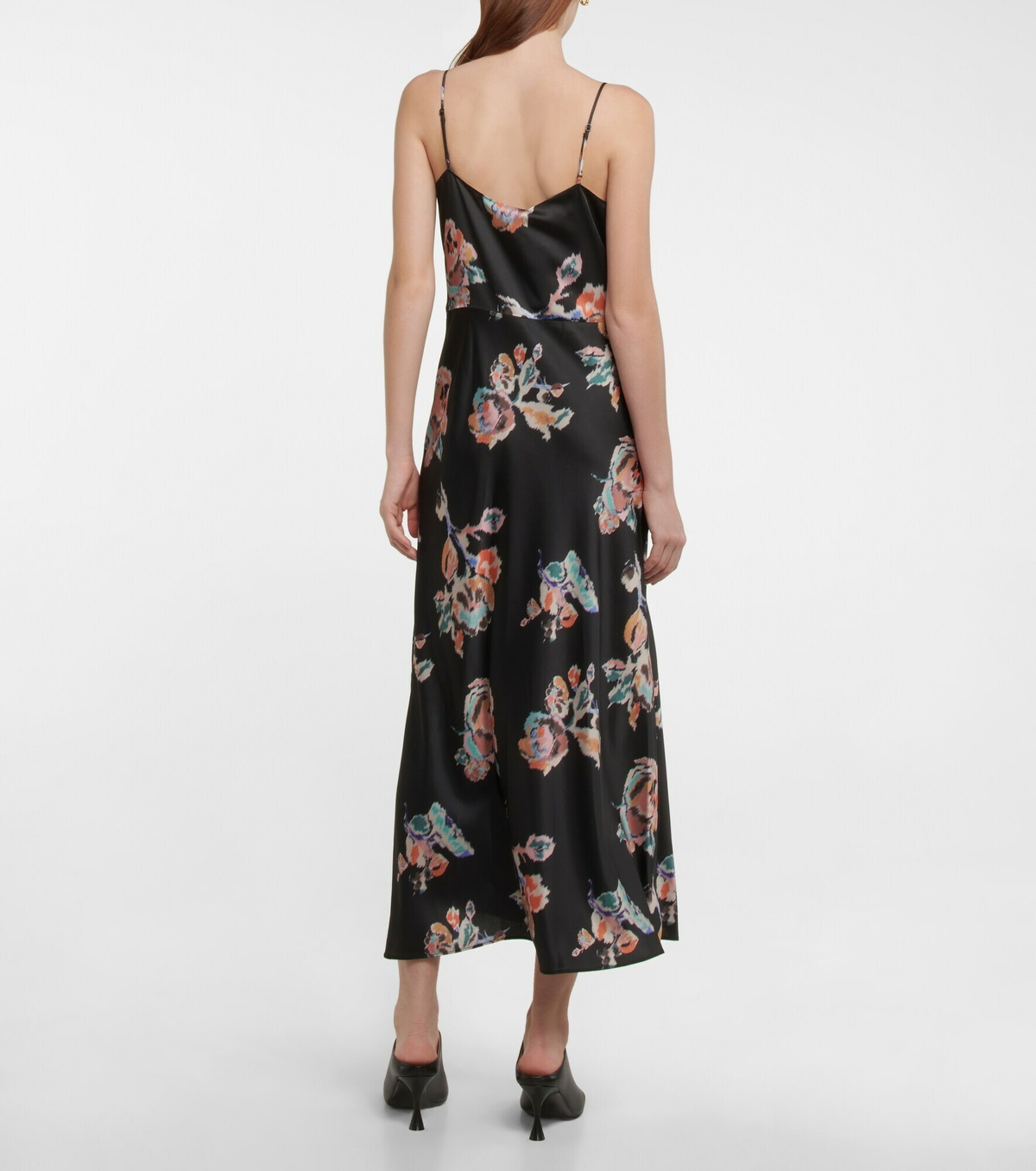 Vince - Floral cowl-neck satin slip dress Vince