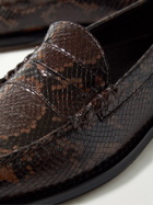 G.H. Bass & Co. - Weejun Heritage Larson Snake-Effect Leather Loafers - Brown