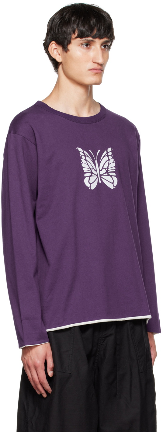 NEEDLES Purple & White Long Sleeve Reversible T-Shirt Needles