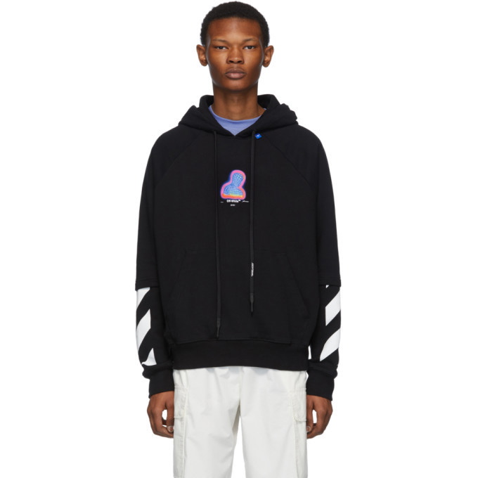 Photo: Off-White Black and Multicolor Thermo Double Sleeve Hoodie