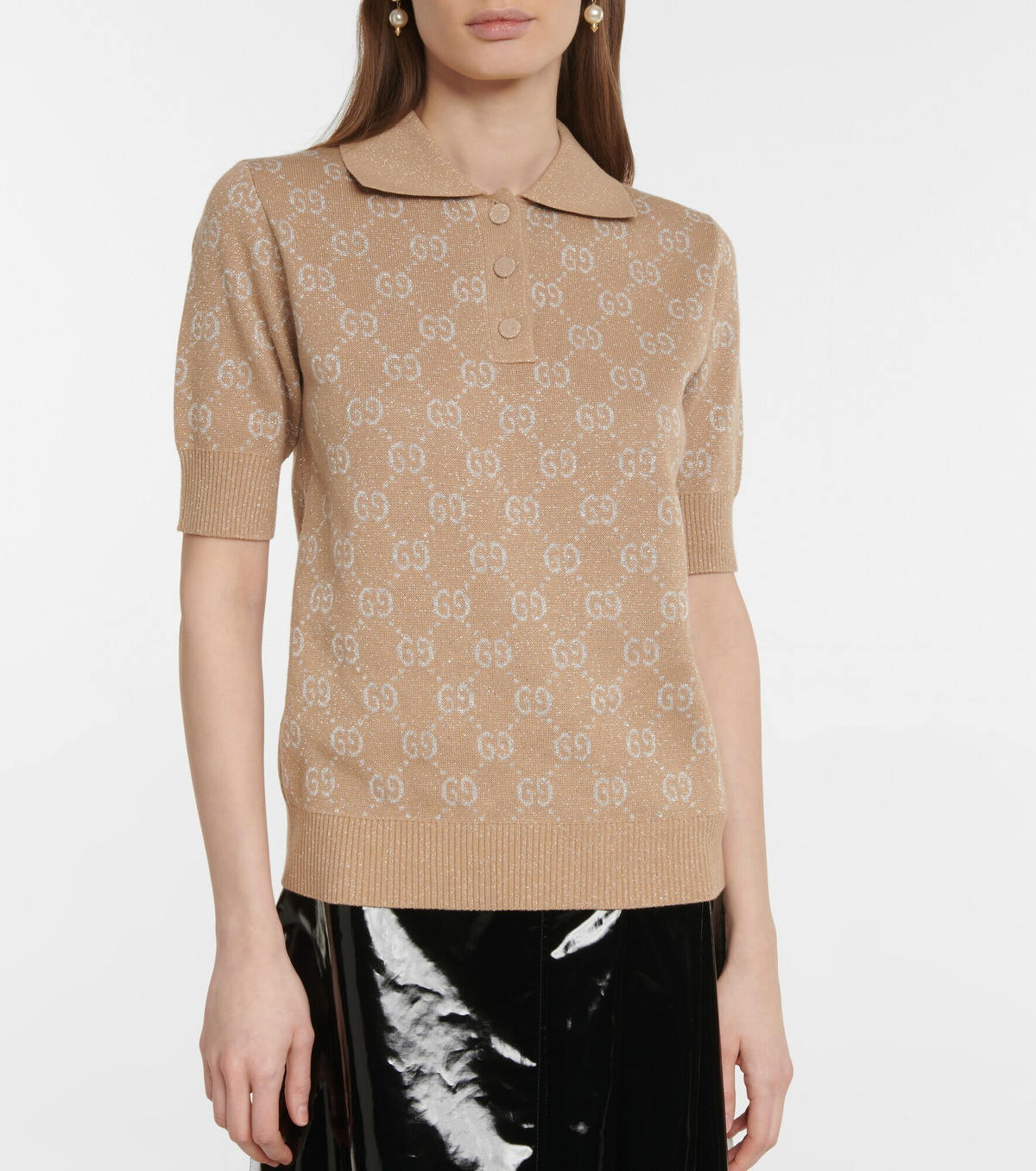 Gucci - Lamé GG jacquard polo shirt Gucci