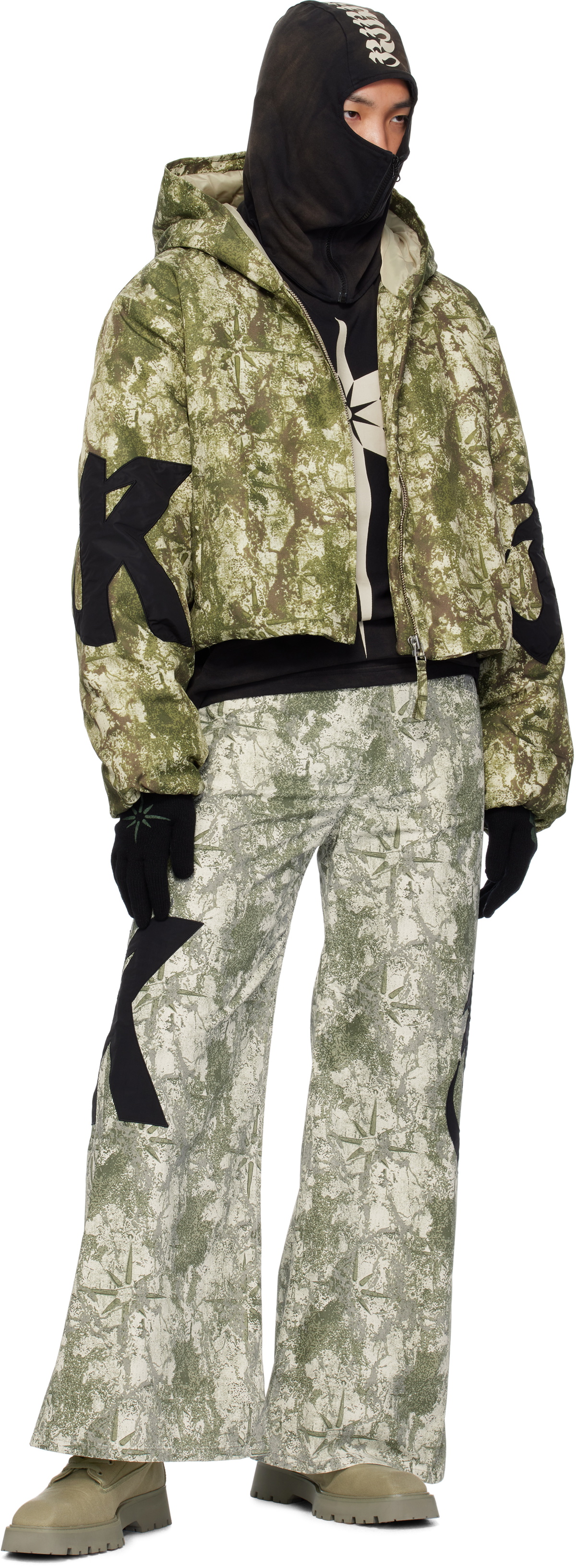 KUSIKOHC Green Pattern Anorak Windbreaker Jacket
